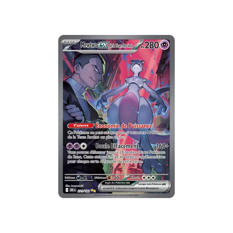 Mewtwo EX de la Team Rocket DRI - 231/182